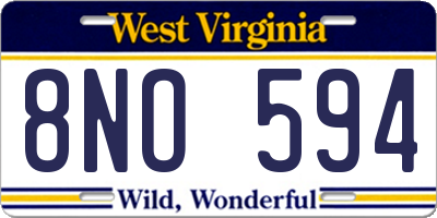 WV license plate 8NO594