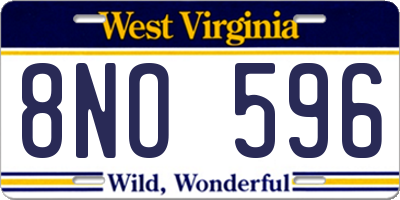 WV license plate 8NO596