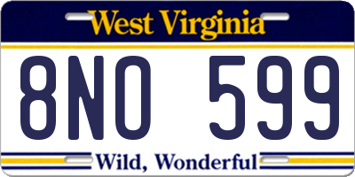 WV license plate 8NO599