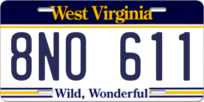 WV license plate 8NO611