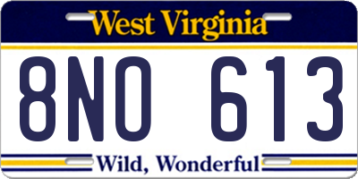 WV license plate 8NO613