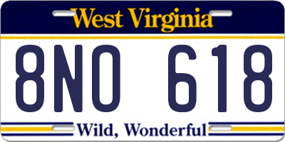 WV license plate 8NO618