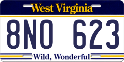 WV license plate 8NO623