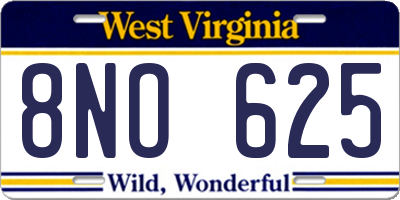 WV license plate 8NO625