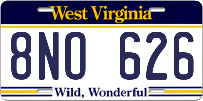 WV license plate 8NO626