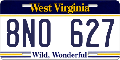 WV license plate 8NO627