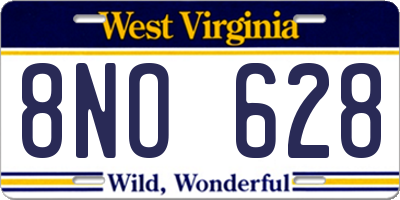 WV license plate 8NO628