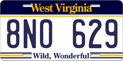 WV license plate 8NO629