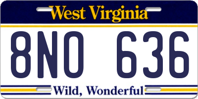 WV license plate 8NO636