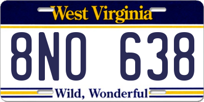 WV license plate 8NO638