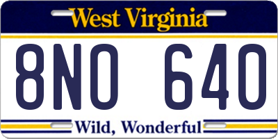 WV license plate 8NO640