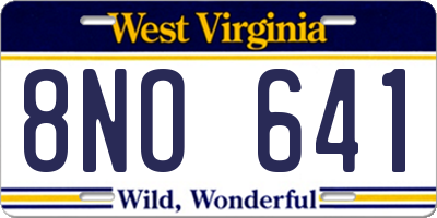WV license plate 8NO641