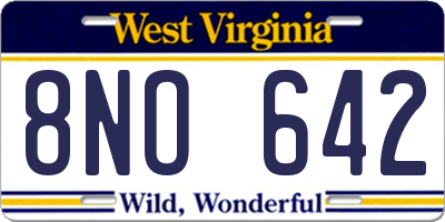 WV license plate 8NO642