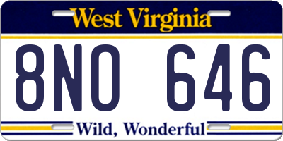 WV license plate 8NO646