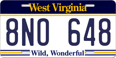 WV license plate 8NO648