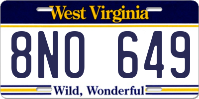 WV license plate 8NO649