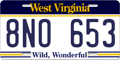 WV license plate 8NO653