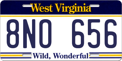 WV license plate 8NO656