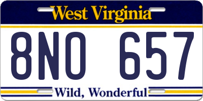 WV license plate 8NO657