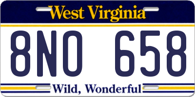 WV license plate 8NO658