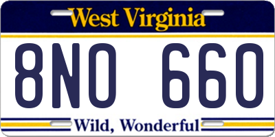 WV license plate 8NO660