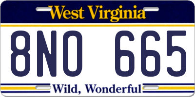 WV license plate 8NO665