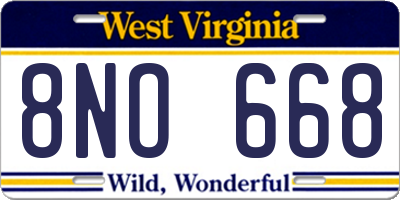 WV license plate 8NO668