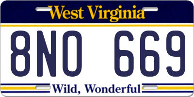WV license plate 8NO669