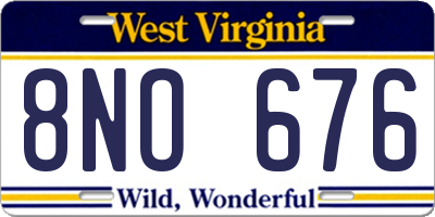 WV license plate 8NO676
