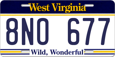 WV license plate 8NO677