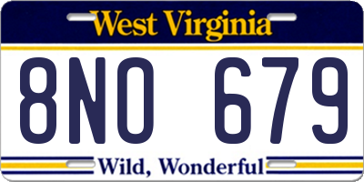WV license plate 8NO679