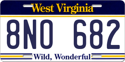 WV license plate 8NO682