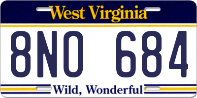 WV license plate 8NO684