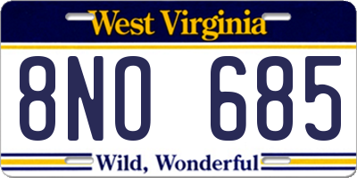 WV license plate 8NO685