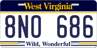 WV license plate 8NO686