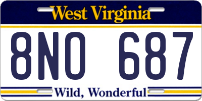 WV license plate 8NO687