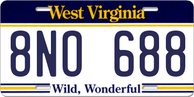 WV license plate 8NO688