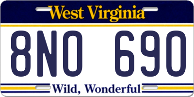 WV license plate 8NO690