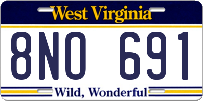 WV license plate 8NO691
