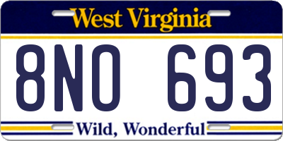 WV license plate 8NO693