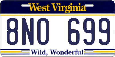 WV license plate 8NO699