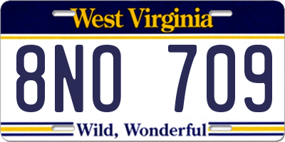 WV license plate 8NO709