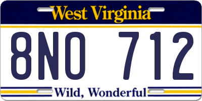 WV license plate 8NO712