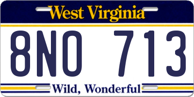 WV license plate 8NO713