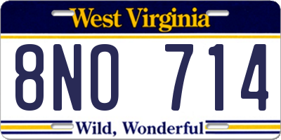WV license plate 8NO714