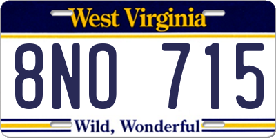 WV license plate 8NO715