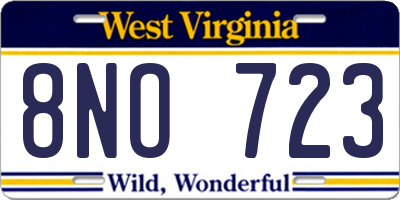 WV license plate 8NO723