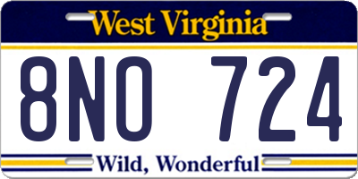 WV license plate 8NO724