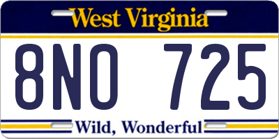 WV license plate 8NO725