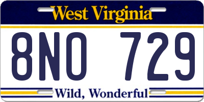 WV license plate 8NO729